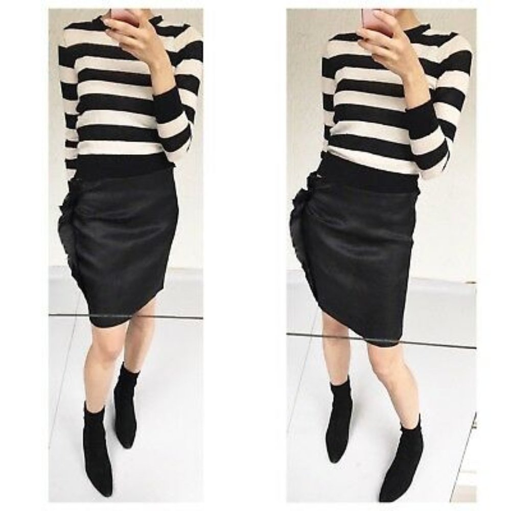Seduction black silk pencil skirt